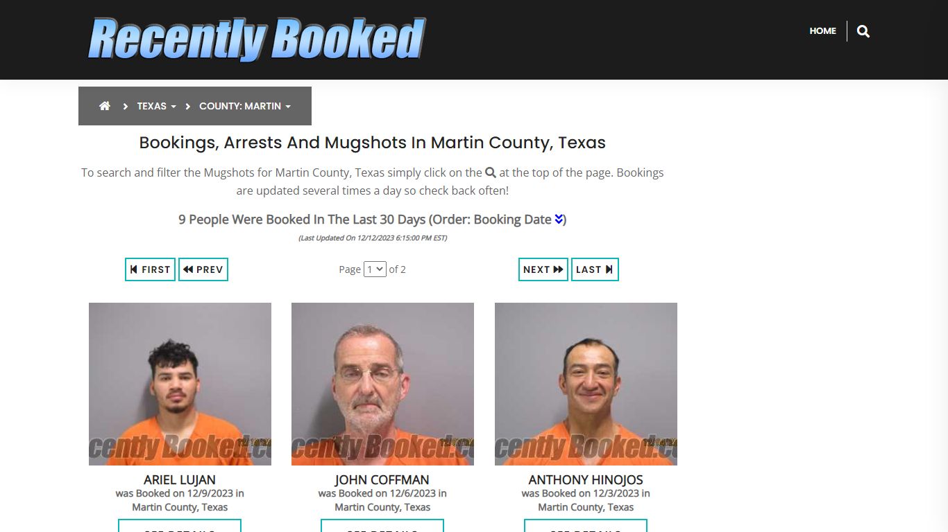 Recent bookings, Arrests, Mugshots in Martin County, Texas