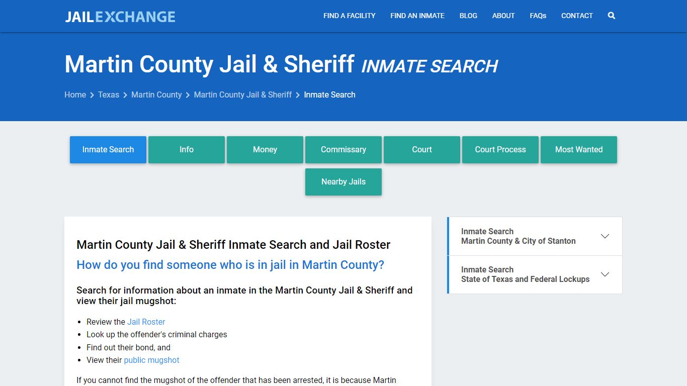 Inmate Search: Roster & Mugshots - Martin County Jail & Sheriff, TX